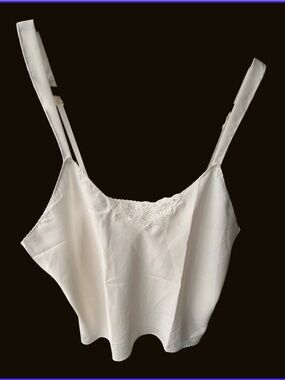 Vintage Vanity Fair Cream Satin Camisole with Lace Trim made USA